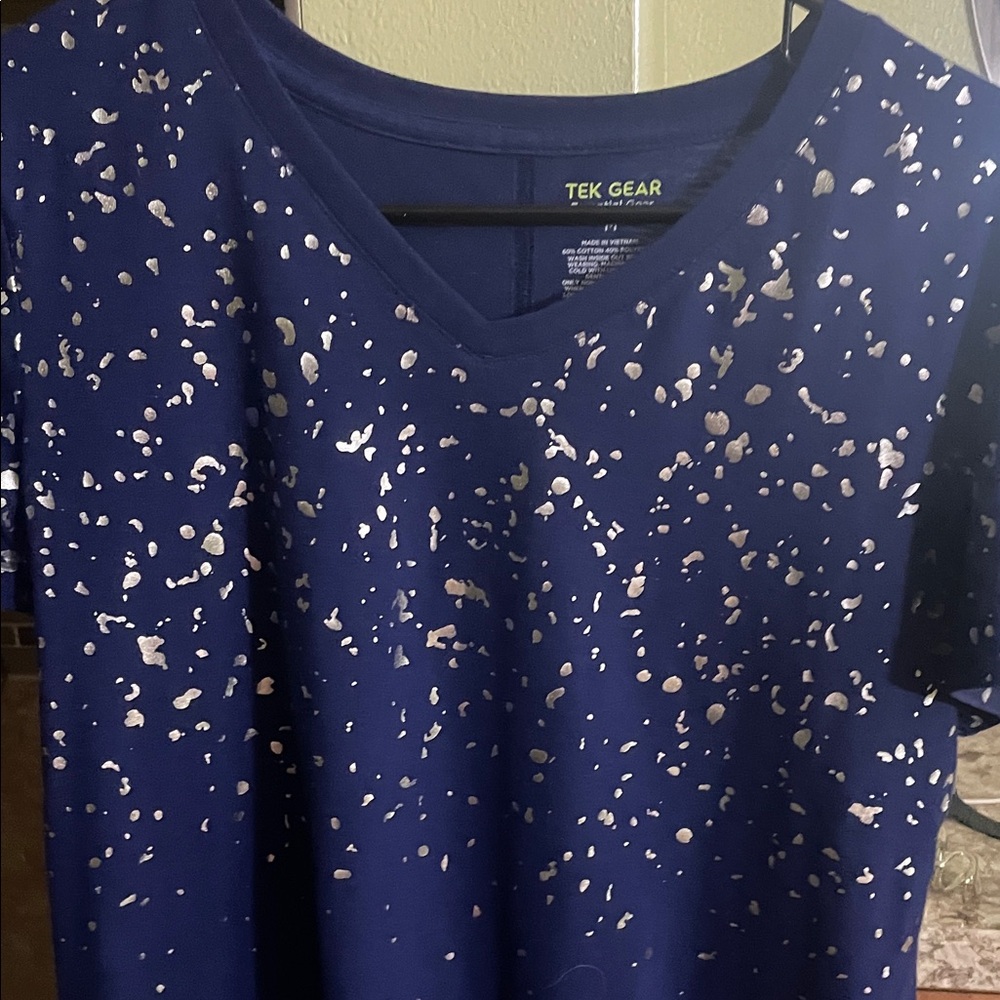 tek gear Navy Short-Sleeve V-Neck Tee with Silver Speckle